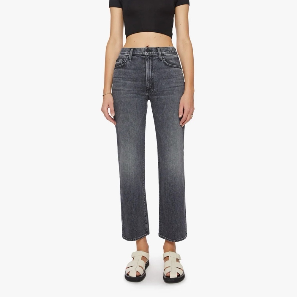 New MOTHER Superior The Rambler Flood Wide-Leg Jeans Black 29